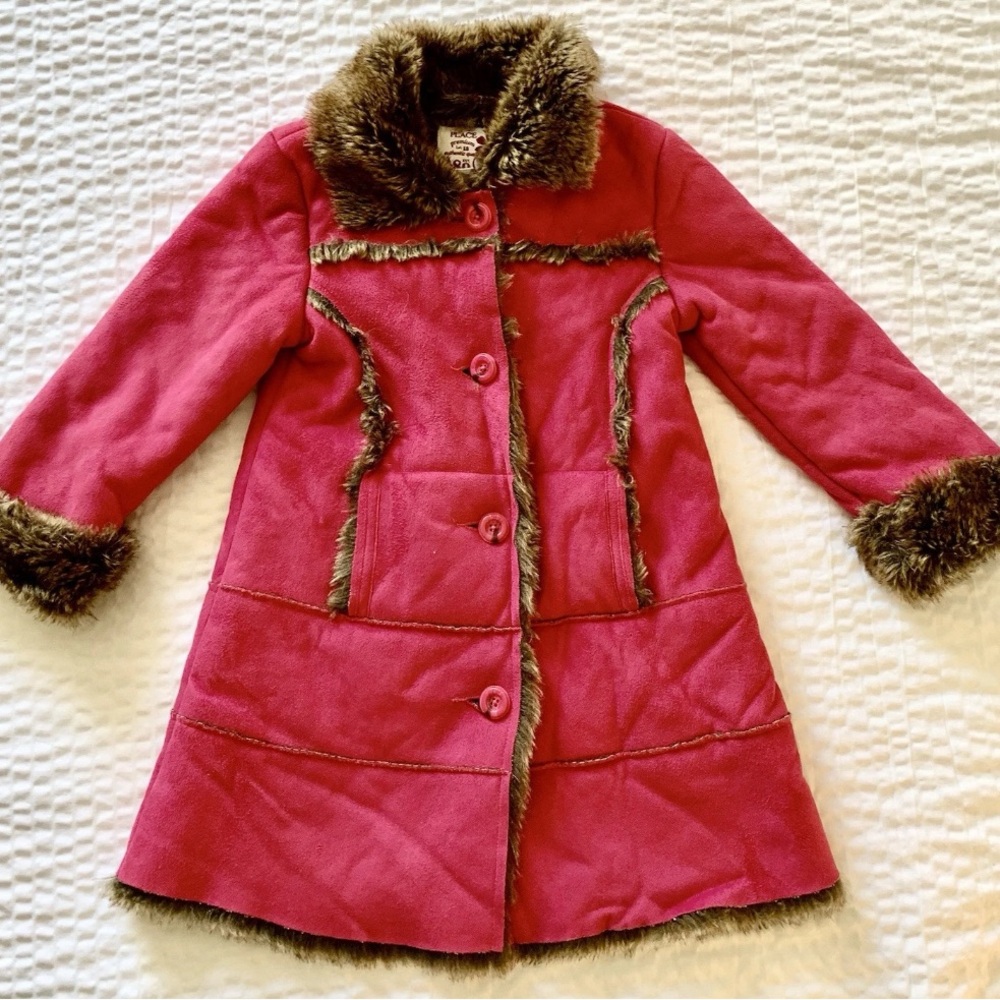 Children’s Place , Girls 4t coat w/ fur, Hot Pink , Long Coat , Fully Fur Lined